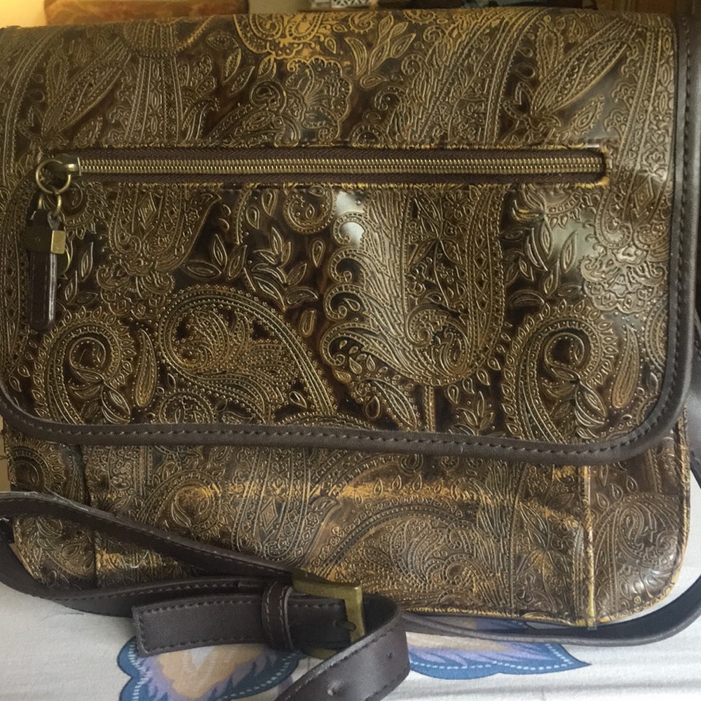 Vintage brown leather crossbody purse